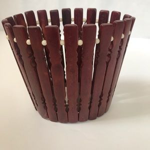 Wooden Basket Pen/Pencil Holder,  NWT